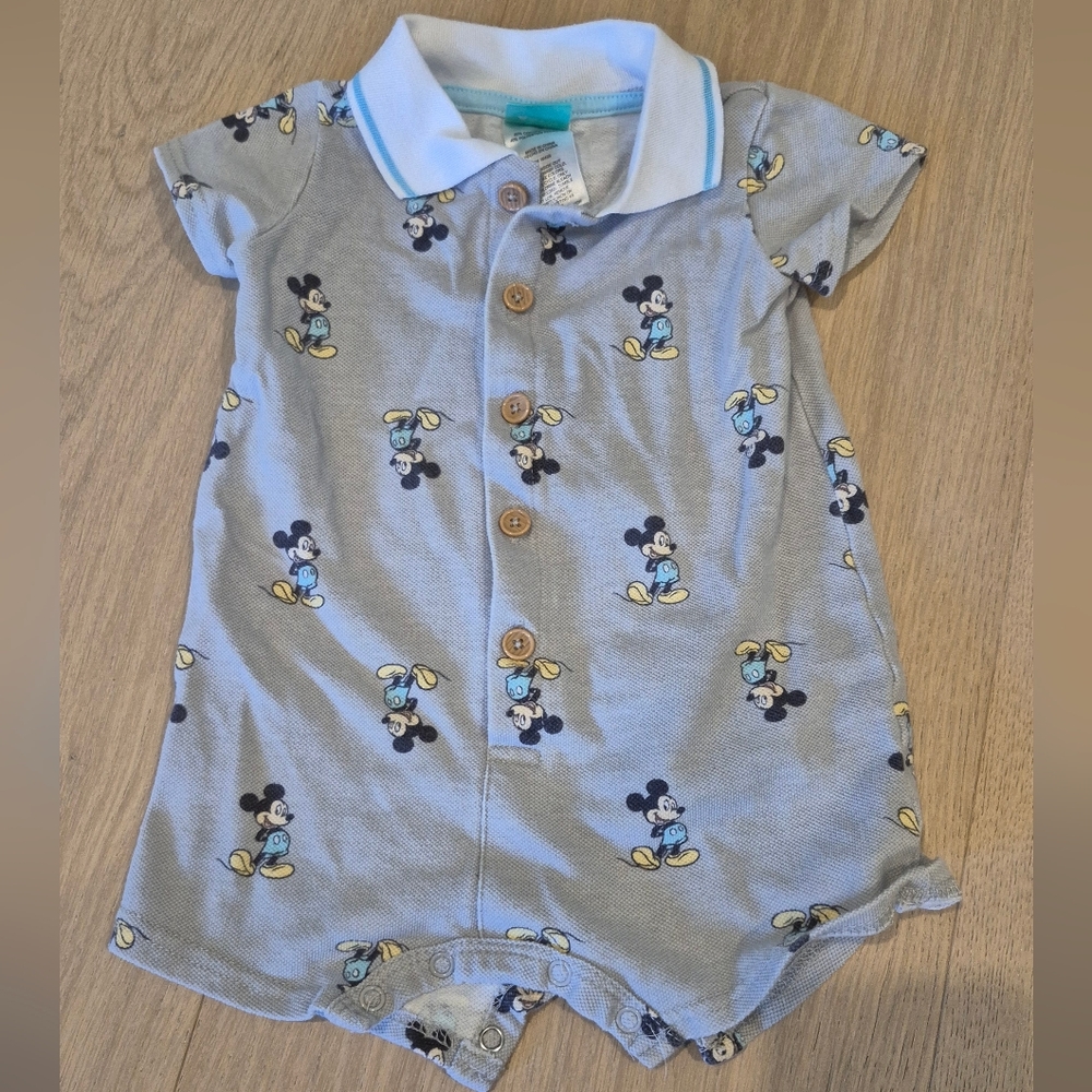 Mickey Mouse Collared Romper 12 Months